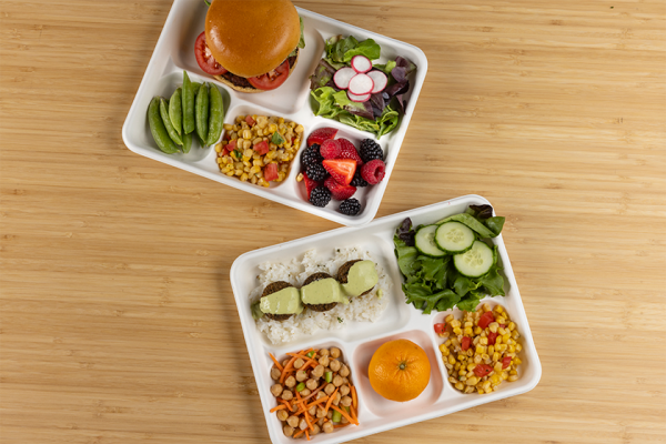 two school lunch trays