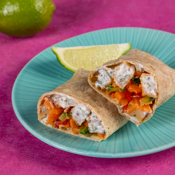 Aloo Masala Wrap with Rainbow Slaw