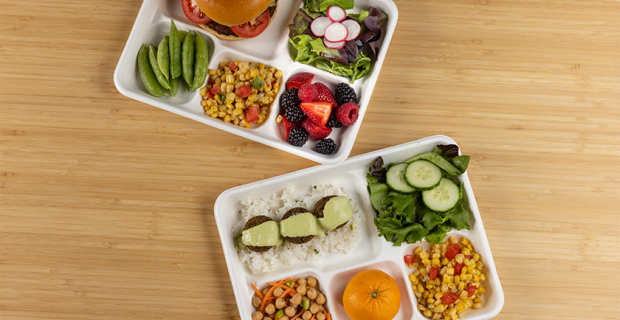 two school lunch trays